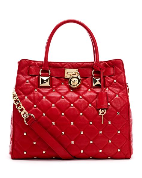 michael kors bag red handle|Michael Kors red tote bag.